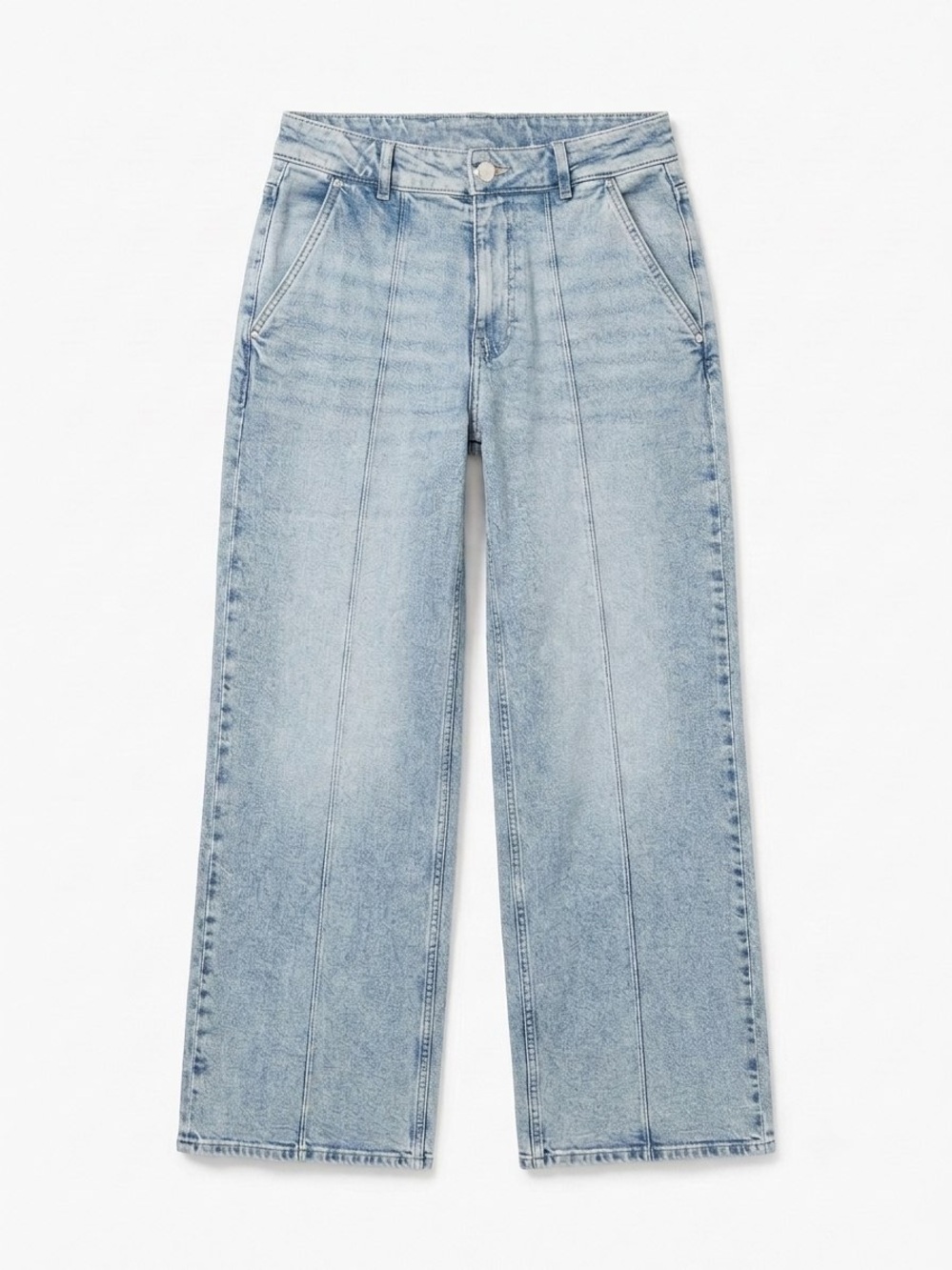 Michael Kors Women's Wide-Leg High Rise Stone Wash Blue Denim Jeans Size 8